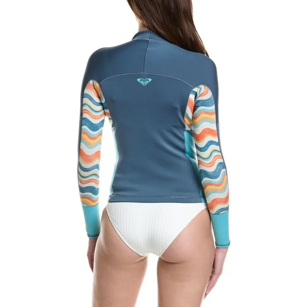 ROXY Women's Blue Long Sleeve Neoprene Rash Guard - Picture 2 of 3